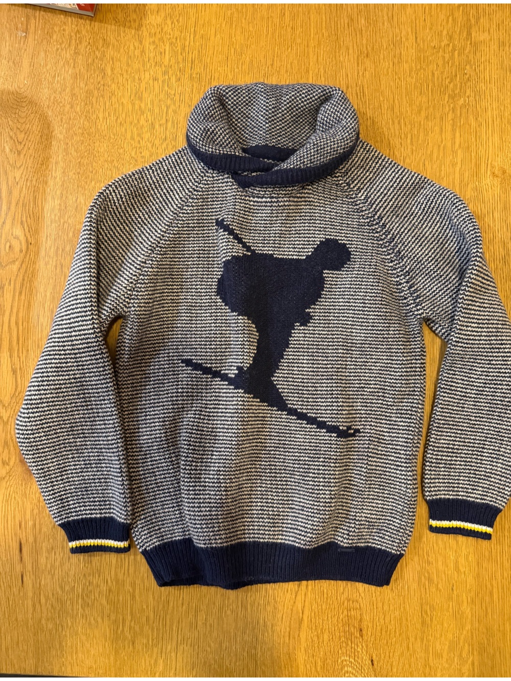 Mayoral Navy and Cream Crewneck Sweater with Hockey Player Motif